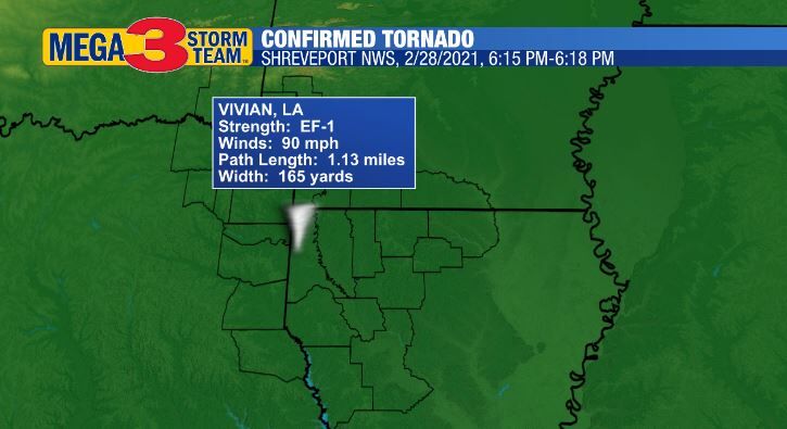 Vivian Confirmed Tornado from Sunday Evening, 2/28/2021